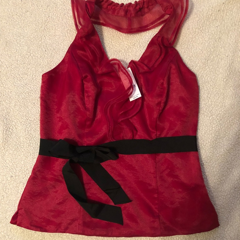 WHBM Red Holiday Top